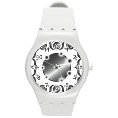 Metal Circle Background Ring Round Plastic Sport Watch (M)