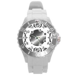 Metal Circle Background Ring Round Plastic Sport Watch (L)