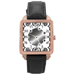 Metal Circle Background Ring Rose Gold Leather Watch 