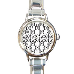 Pattern Background Texture Black Round Italian Charm Watch