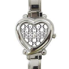 Pattern Background Texture Black Heart Italian Charm Watch