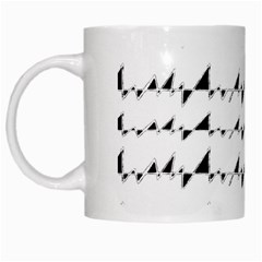 Black And White Wavy Stripes Pattern White Mugs by dflcprints