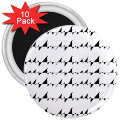 Black And White Wavy Stripes Pattern 3  Magnets (10 Pack)  by dflcprints