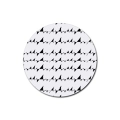 Black And White Wavy Stripes Pattern Rubber Round Coaster (4 Pack)  by dflcprints