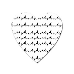 Black And White Wavy Stripes Pattern Heart Magnet by dflcprints