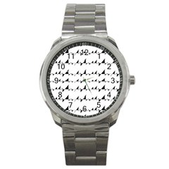 Black And White Wavy Stripes Pattern Sport Metal Watch by dflcprints