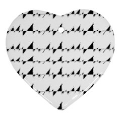 Black And White Wavy Stripes Pattern Heart Ornament (two Sides)