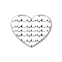 Black And White Wavy Stripes Pattern Heart Coaster (4 Pack)  by dflcprints