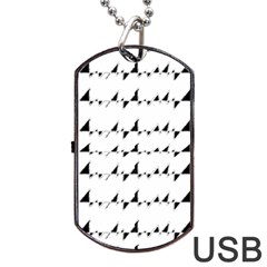 Black And White Wavy Stripes Pattern Dog Tag Usb Flash (one Side) by dflcprints