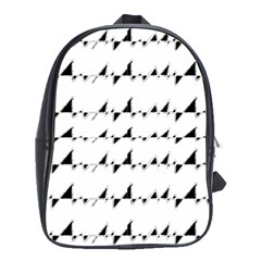 Black And White Wavy Stripes Pattern School Bags (xl)  by dflcprints