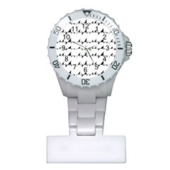 Black And White Wavy Stripes Pattern Plastic Nurses Watch by dflcprints