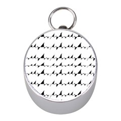 Black And White Wavy Stripes Pattern Mini Silver Compasses by dflcprints