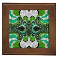 Fractal Art Green Pattern Design Framed Tiles