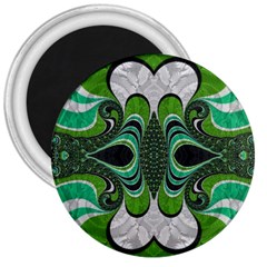 Fractal Art Green Pattern Design 3  Magnets