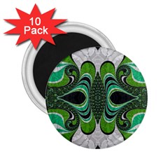 Fractal Art Green Pattern Design 2.25  Magnets (10 pack) 