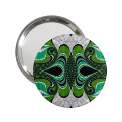 Fractal Art Green Pattern Design 2.25  Handbag Mirrors