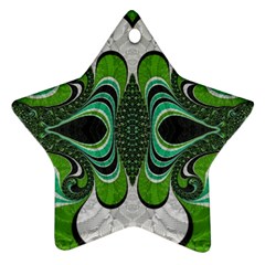 Fractal Art Green Pattern Design Star Ornament (Two Sides)