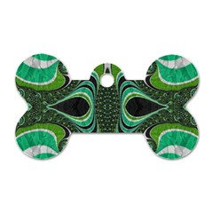 Fractal Art Green Pattern Design Dog Tag Bone (Two Sides)