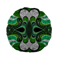 Fractal Art Green Pattern Design Standard 15  Premium Flano Round Cushions