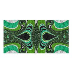 Fractal Art Green Pattern Design Satin Shawl