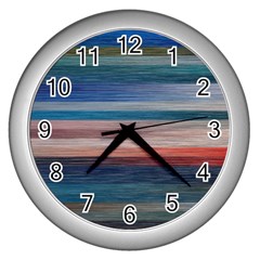 Background Horizontal Lines Wall Clocks (Silver) 