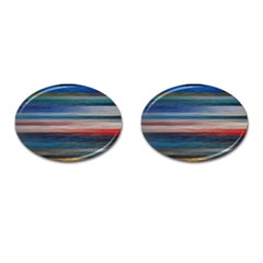 Background Horizontal Lines Cufflinks (Oval)