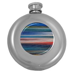 Background Horizontal Lines Round Hip Flask (5 oz)