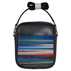 Background Horizontal Lines Girls Sling Bags