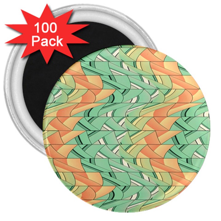 Emerald And Salmon Pattern 3  Magnets (100 pack)