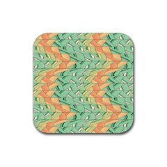 Emerald And Salmon Pattern Rubber Coaster (square)  by linceazul