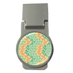 Emerald And Salmon Pattern Money Clips (Round)  Front