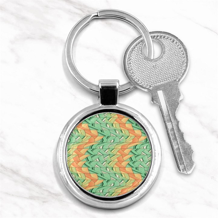 Emerald And Salmon Pattern Key Chains (Round) 