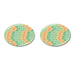 Emerald And Salmon Pattern Cufflinks (oval) by linceazul