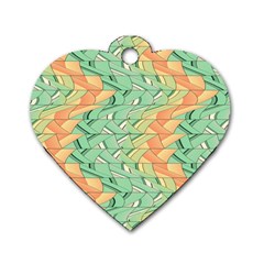 Emerald And Salmon Pattern Dog Tag Heart (one Side) by linceazul