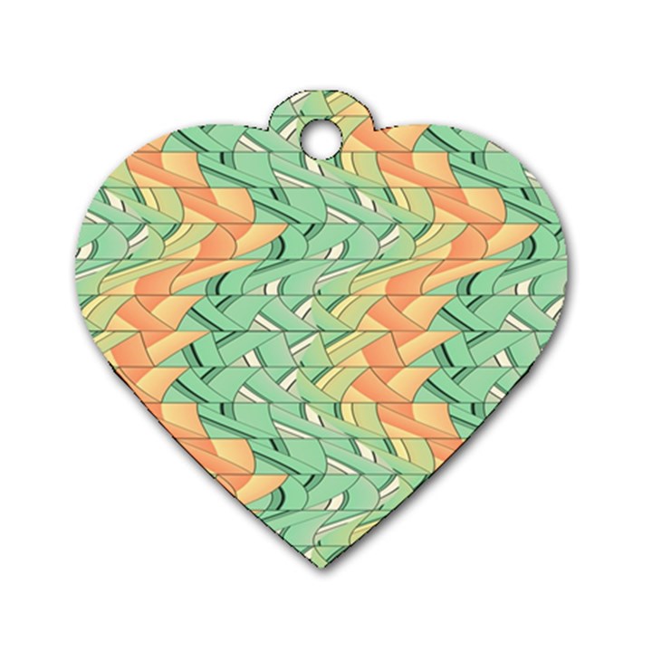 Emerald And Salmon Pattern Dog Tag Heart (Two Sides)