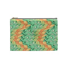 Emerald And Salmon Pattern Cosmetic Bag (medium)  by linceazul