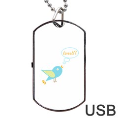 Cute Tweet Dog Tag Usb Flash (two Sides) by linceazul