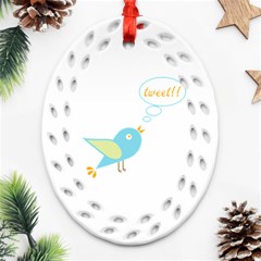 Cute Tweet Ornament (oval Filigree) by linceazul