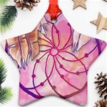 Watercolor cute dreamcatcher with feathers background Ornament (Star) Front