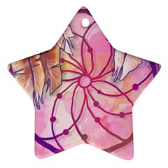 Watercolor Cute Dreamcatcher With Feathers Background Star Ornament (two Sides) by TastefulDesigns