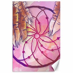 Watercolor Cute Dreamcatcher With Feathers Background Canvas 20  X 30   by TastefulDesigns