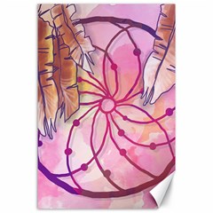 Watercolor Cute Dreamcatcher With Feathers Background Canvas 24  X 36  by TastefulDesigns