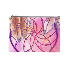 Watercolor Cute Dreamcatcher With Feathers Background Cosmetic Bag (large)  by TastefulDesigns