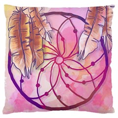 Watercolor Cute Dreamcatcher With Feathers Background Standard Flano Cushion Case (one Side) by TastefulDesigns