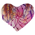 Watercolor cute dreamcatcher with feathers background Large 19  Premium Flano Heart Shape Cushions Back