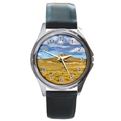 Patagonian Landscape Scene, Argentina Round Metal Watch by dflcprints