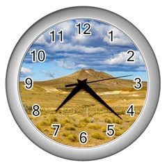 Patagonian Landscape Scene, Argentina Wall Clocks (silver)  by dflcprints