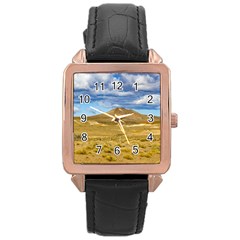 Patagonian Landscape Scene, Argentina Rose Gold Leather Watch  by dflcprints