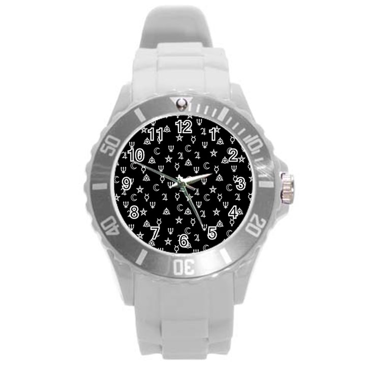 Witchcraft symbols  Round Plastic Sport Watch (L)