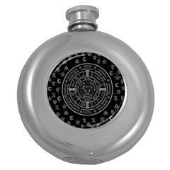 Witchcraft Symbols  Round Hip Flask (5 Oz) by Valentinaart